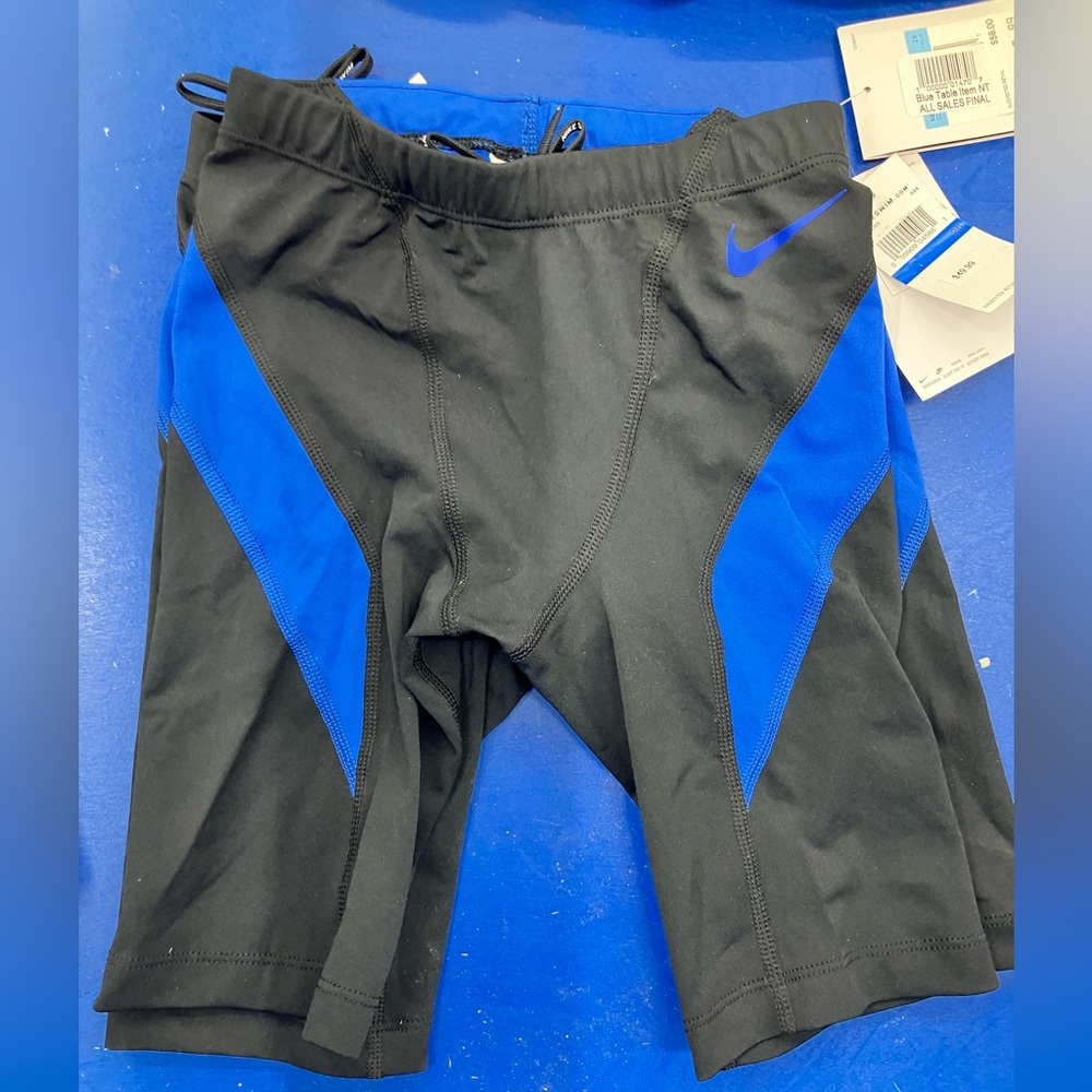 NWT Nike Men's HydraStrong Colorblock Blue/black Jammer Swimsuit.  Sz 26 - Picture 3 of 3